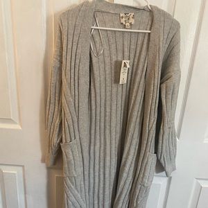 Hippie Rose Long Grey Cardigan